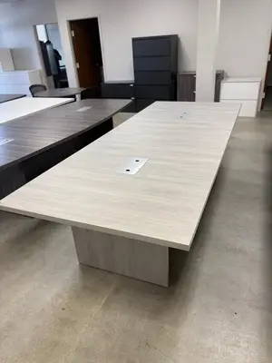 New Dove Oak color rectangular 10 foot conference table at Peach State Office Furniture, Atlanta