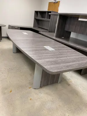 10 Foot Boat Shaped Conference Table with Elliptical Style Bases at Peach State Office Furniture, Atlanta