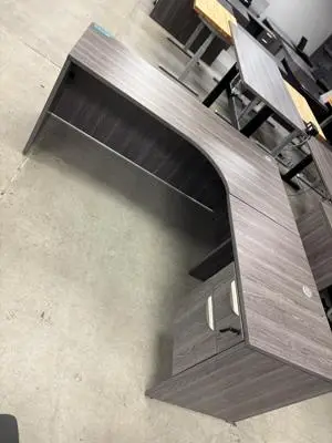 Porkchop Shaped L Shaped Desk with Drawers at Peach State Office Furniture, Atlanta