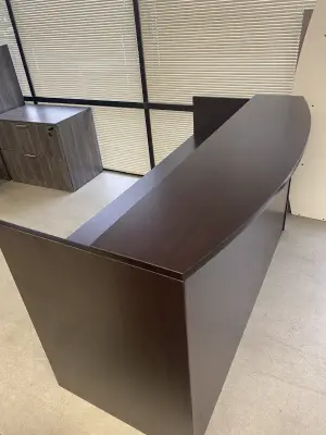 6 Foot Brand New Reception Desk. Available in a Variety of Colors at Peach State Office Furniture, Atlanta