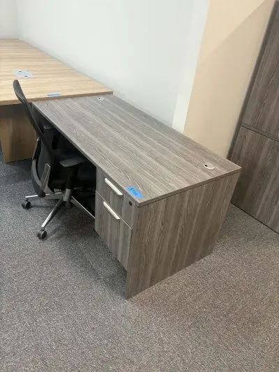5 Foot Grey desk with drawers at Peach State Office Furniture, Atlanta