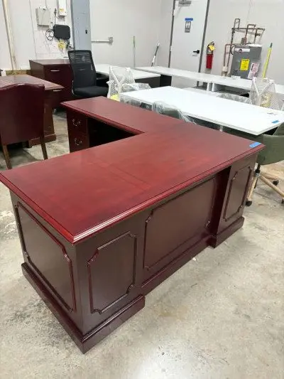 Real Wood Left Hand Executive L shaped desk at Peach State Office Furniture, Atlanta