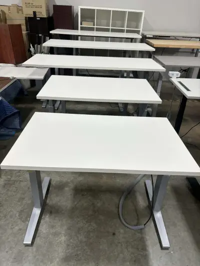 Lightly used Herman Miller Renew Sit to stand desks. Includes cable management. 2 sizes available at Peach State Office Furniture, Atlanta