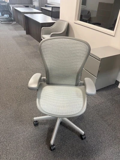 Fully Loaded Herman Miller Aeron Grey Size B in Perfect Condition at Peach State Office Furniture, Atlanta